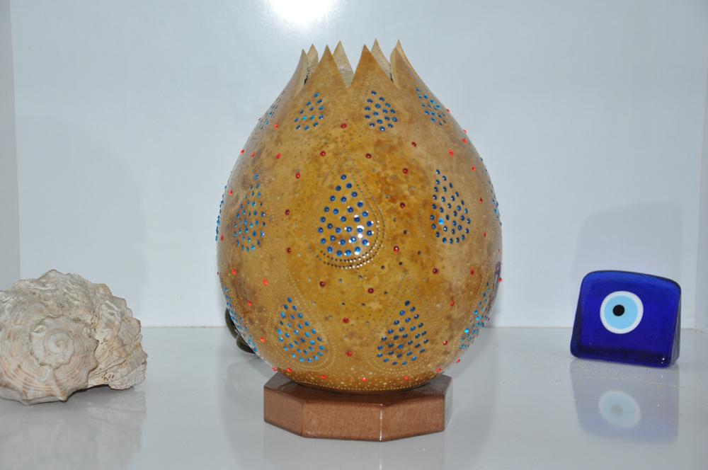 Desktop Gourd Lamp Turquoise Drops Decor - Image 2