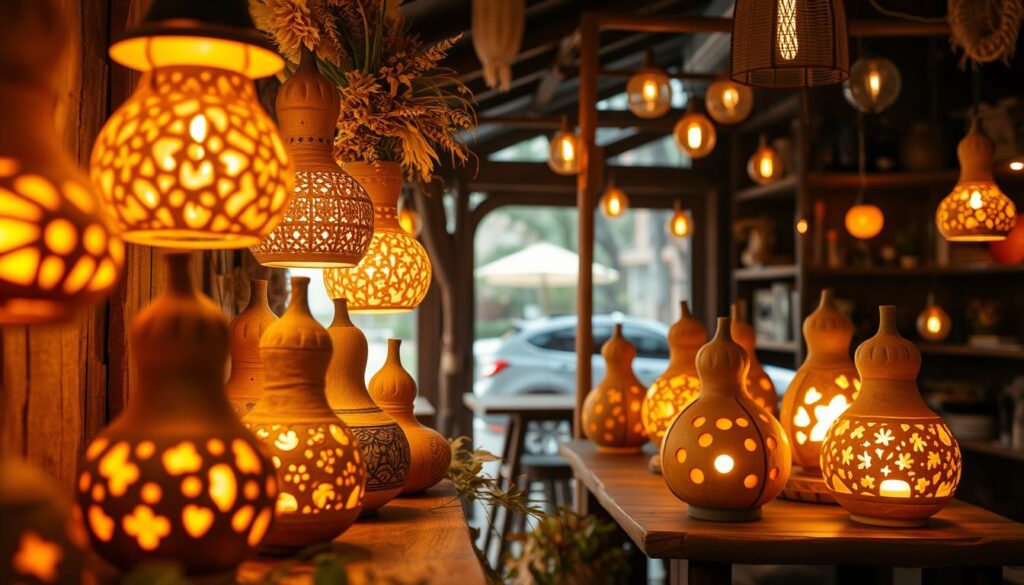 Handmade Beautiful Gourd Lamps for Cafes, Restaurants and Outdoors